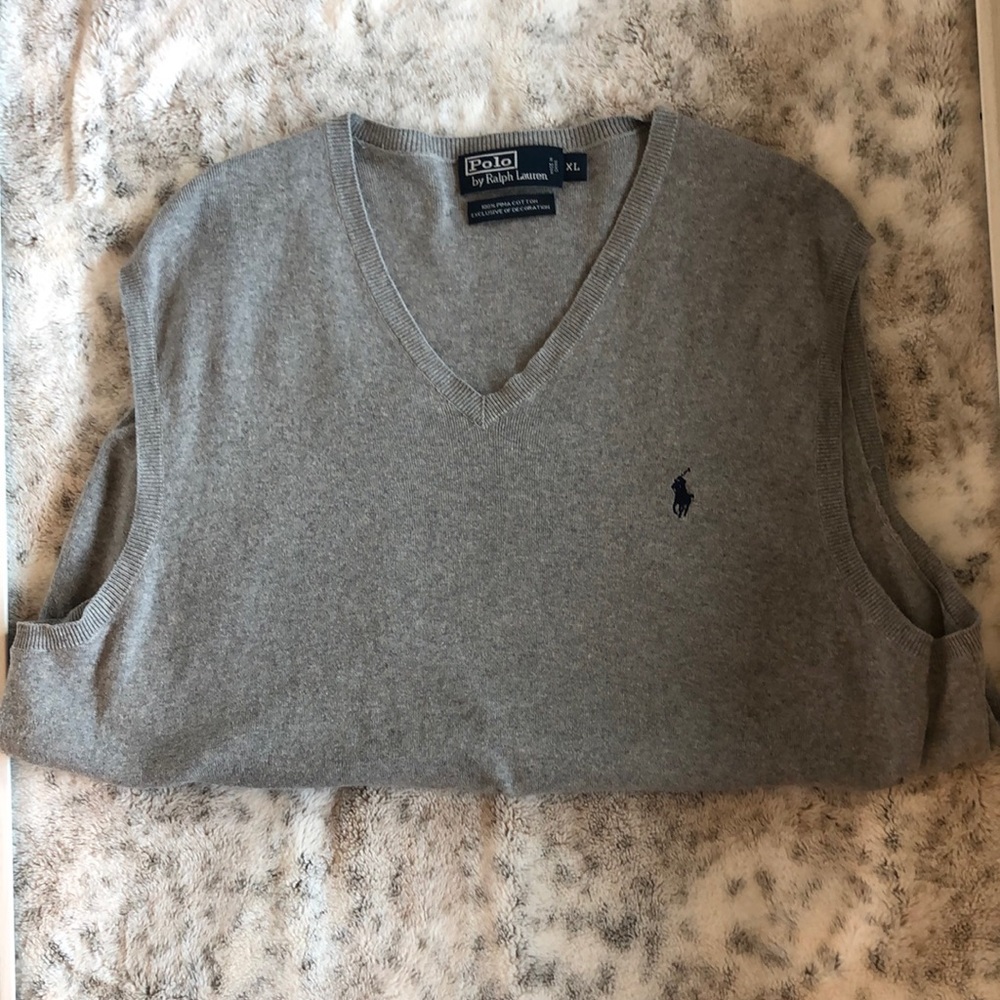 NWOT Polo Ralph Lauren Men’s Sweater Vest Heather Grey 100% Pima Cotton